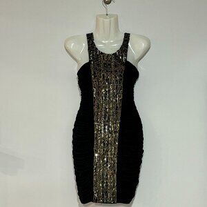 BEBE| Metalic | Bodycon | T-Strap| dress